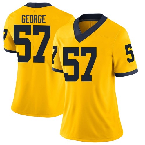Joey George Michigan Wolverines Women's NCAA #57 Maize Limited Brand Jordan College Stitched Football Jersey SLH4754NN